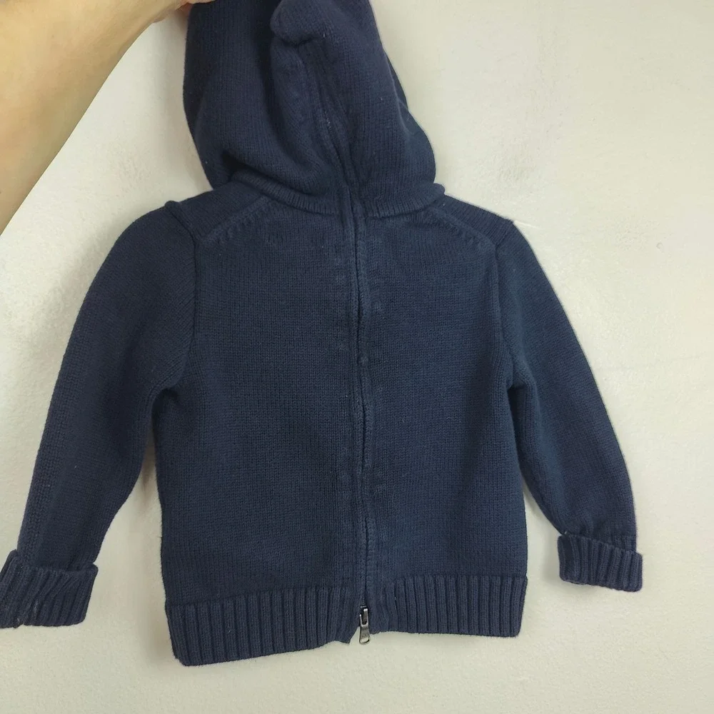 Polo Ralph Lauren Zip Up Hoodie Baby Boy Size‎ 12M Colorful Pony Navy Blue Knit